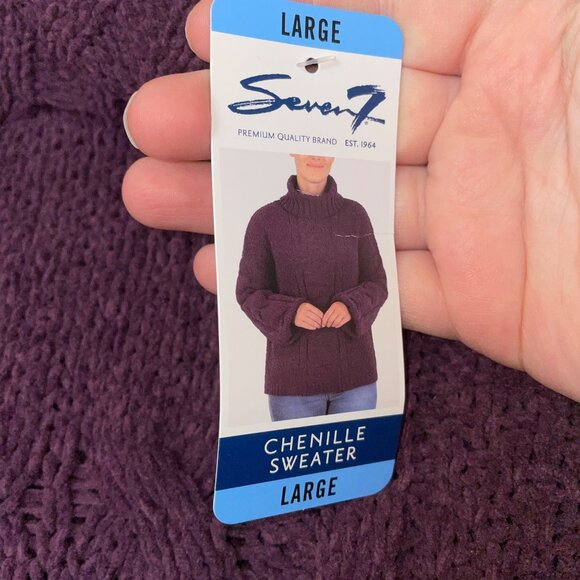 NWT Seven7 Chenille Sweater Purple Turtleneck Large - Picture 5 of 6
